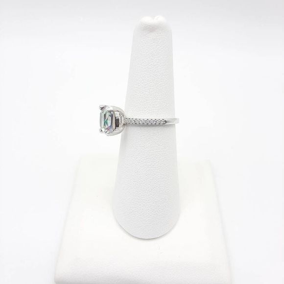 Mystic Rainbow Cushion Cut Halo Ring New - Picture 3 of 5